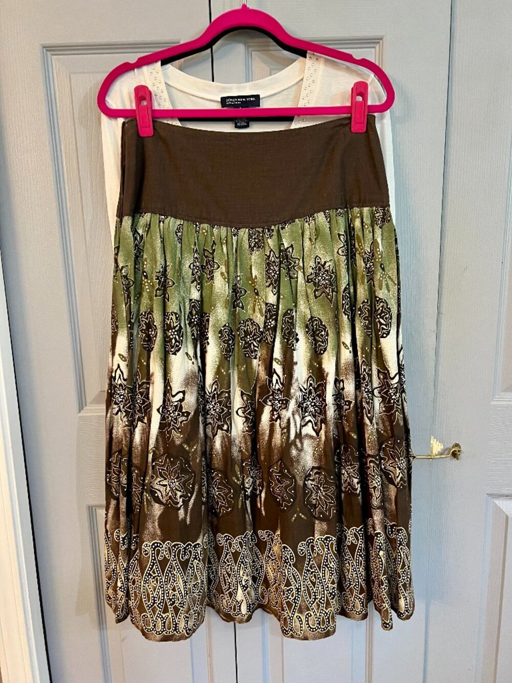 Cotton Express Boho Gather Midi Skirt, Size Med